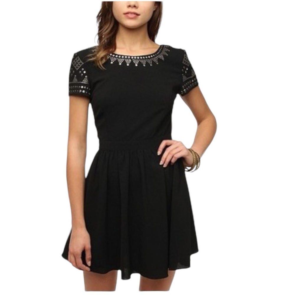 Staring at Stars by Urban Outfitters Black Dress with Silver Embellishments Lg